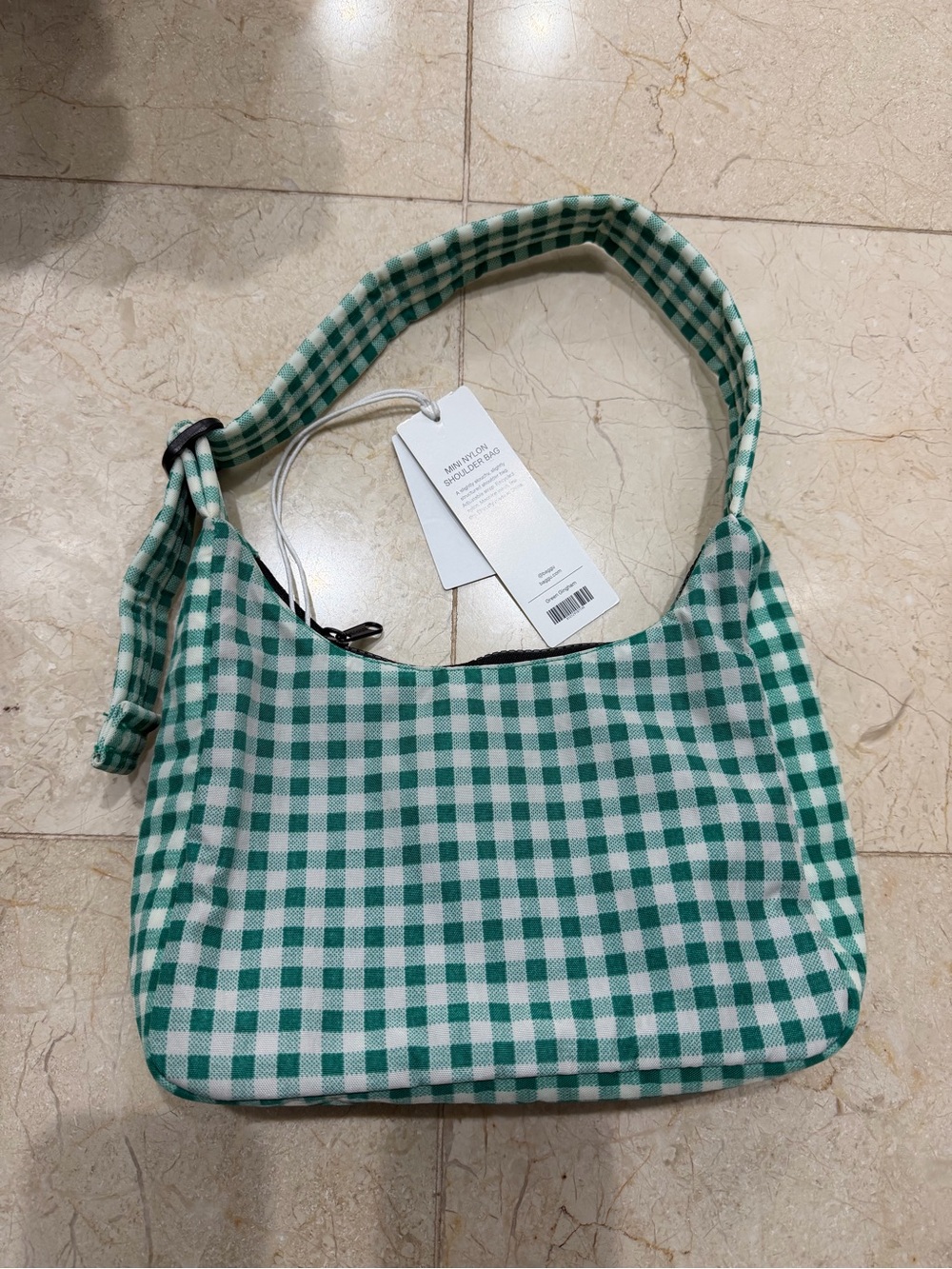 NWT Baggu Green Gingham shoulder bag